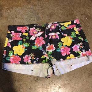 Black and floral print shorts